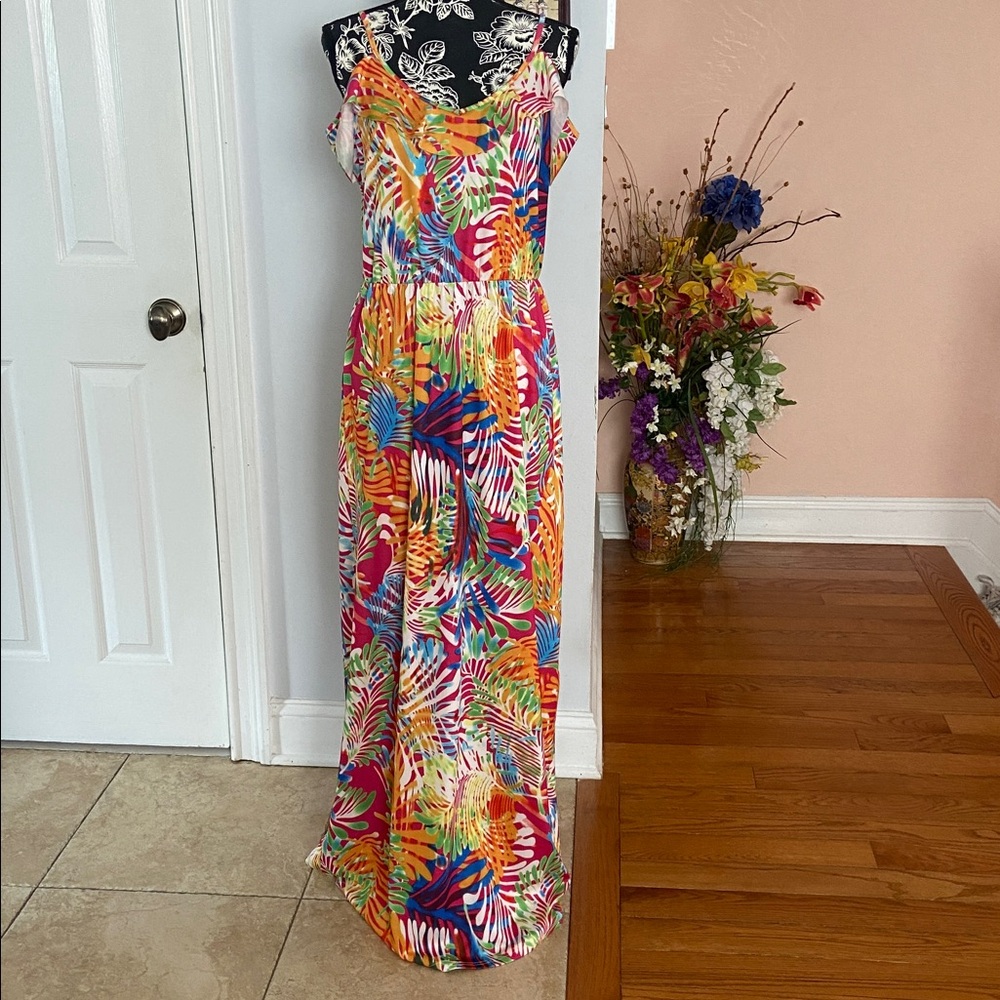 Colorful Tropical Maxi Dress